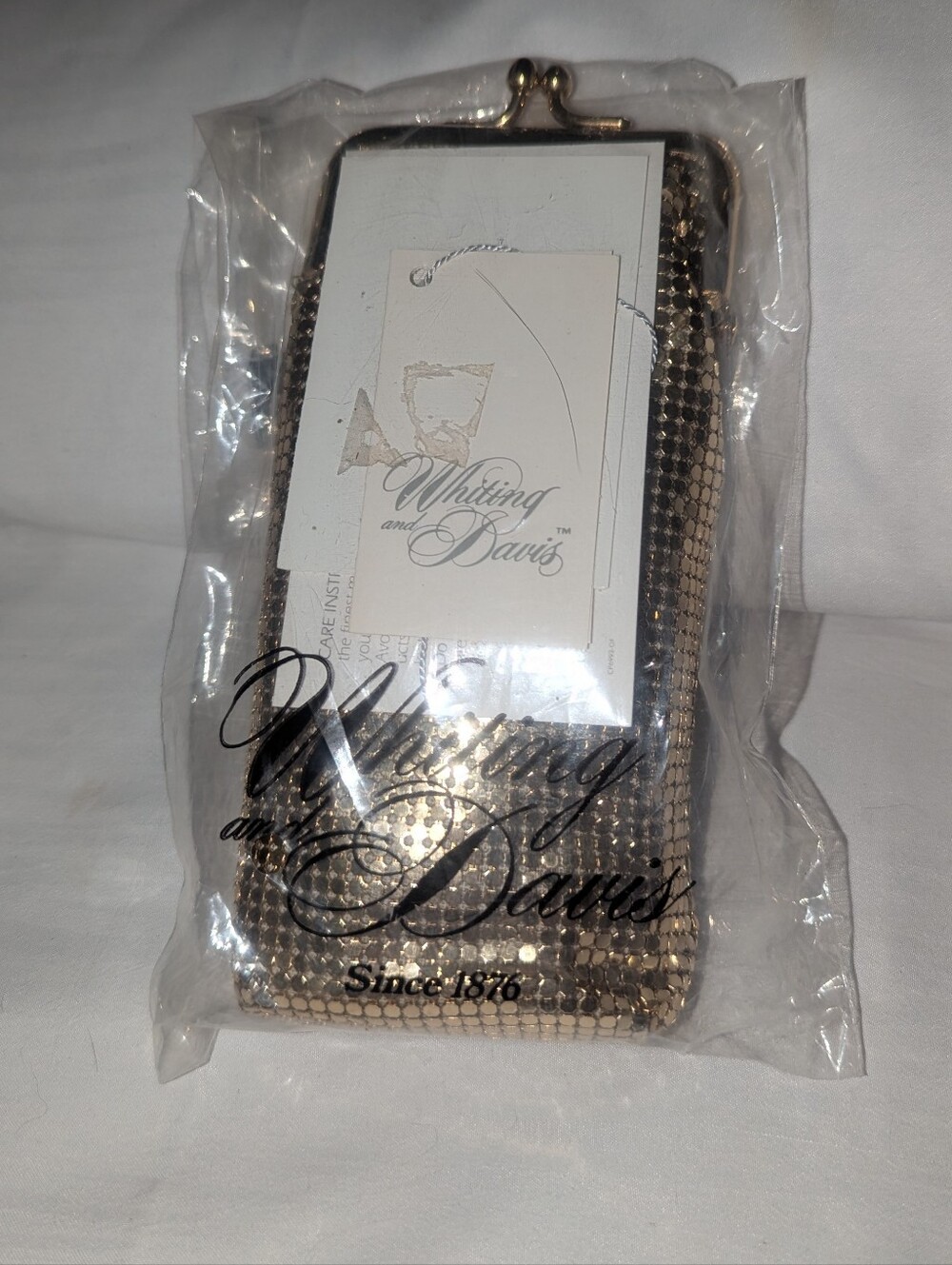 Vintage Whiting & Davis  Gold Mesh Kisslock Pouch.Made In USA - Picture 6 of 10